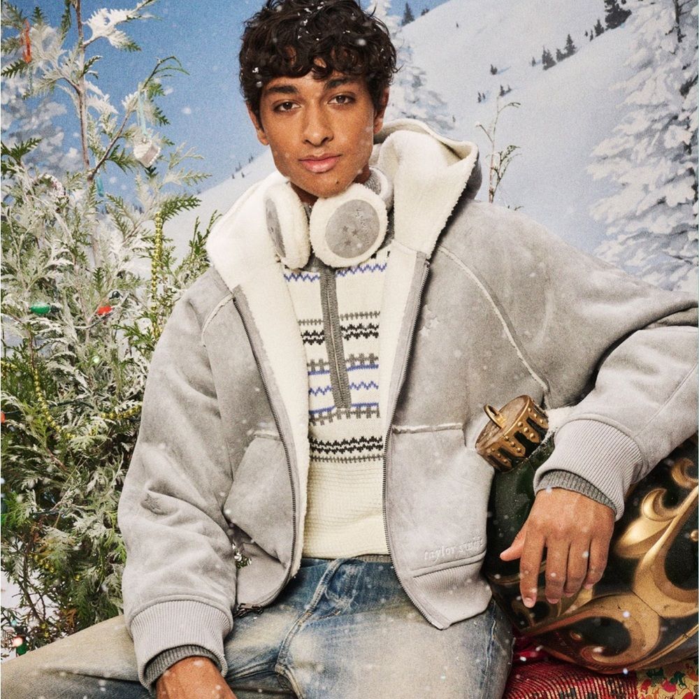 NWT - Official Taylor Swift Folklore Faux Suede Sherpa-Lined Jacket - Unisex XS